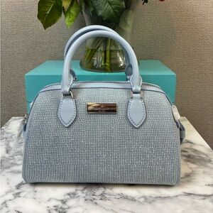 NWT Kate Spade Blue Denim Hot Fixed Studded Madison Duffle Crossbody Bag